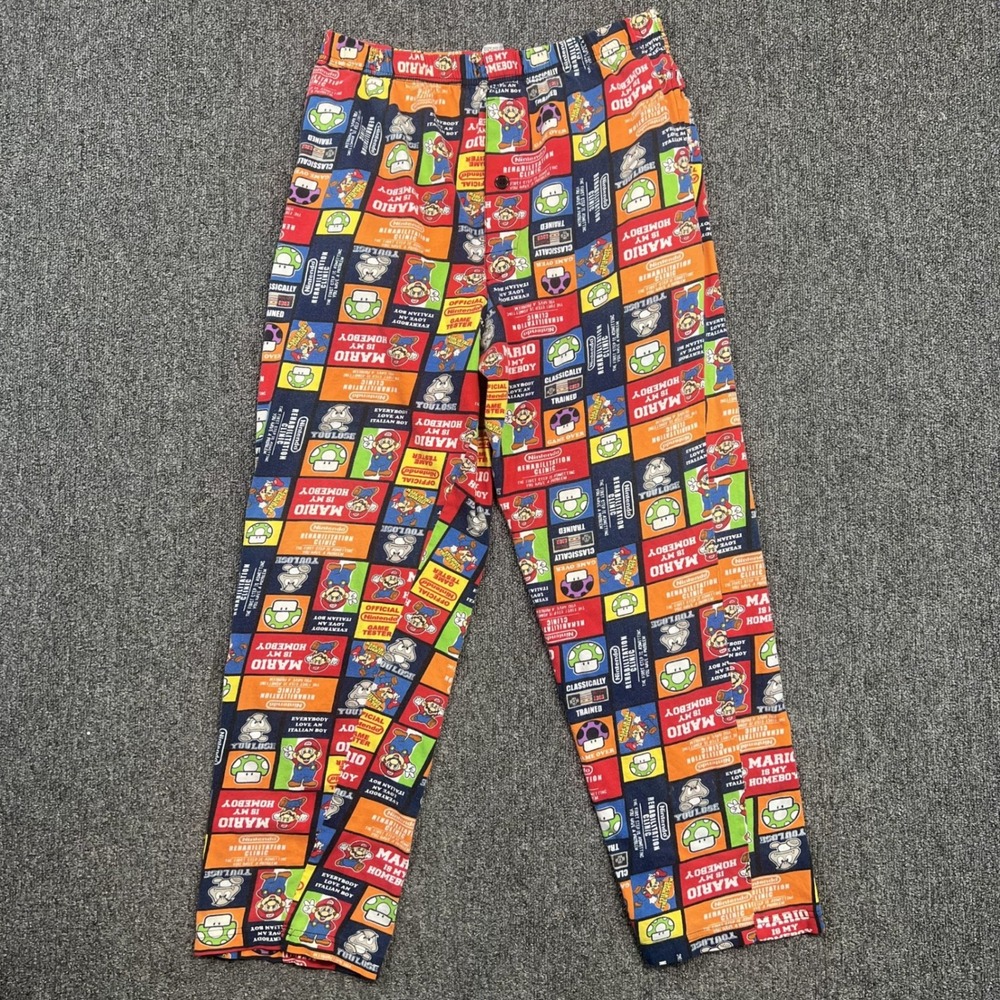Nintendo Retro Super Mario Pajama Pants Small Multi All Over Print Cotton Gamer
